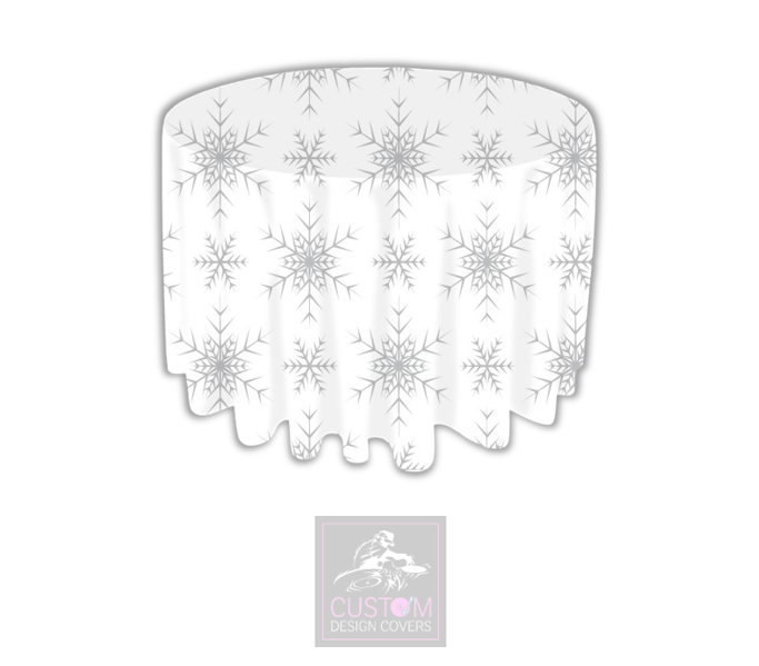 Grey Snowflakes on White Round Table Cover