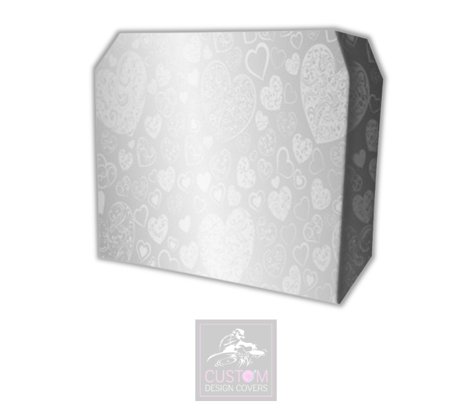 White Heart Wedding Lycra DJ Booth Cover