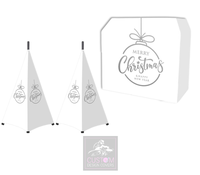 White Merry Christmas *Grey* Lycra DJ Covers (PACKAGE BUNDLE) - MKII