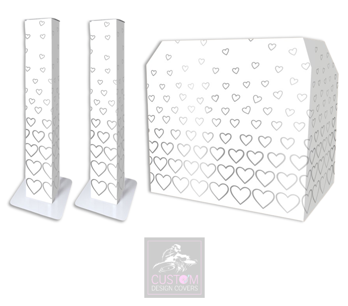 White Grey Hearts Lycra DJ Cover (PACKAGE BUNDLE) - MKII