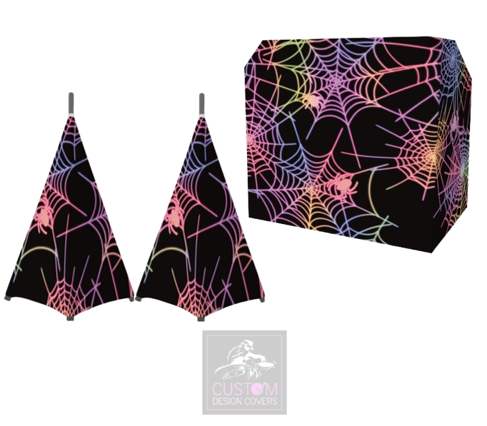 Halloween Multi-coloured UV Effect Spider Web  Lycra DJ Covers (PACKAGE BUNDLE)