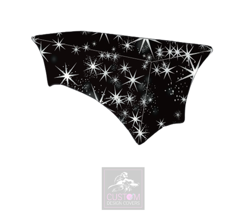 Black & Silver Stars Lycra Table Cover