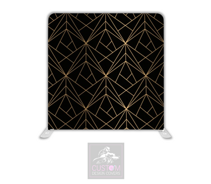 Black & Gold Abstract Lycra Pillowcase Backdrop Cover