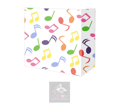 Colourful Music Notes on White Booth Cover Truss