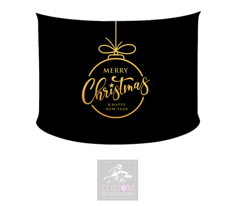 Merry Christmas *Black/Gold*  Lycra DJ Booth Cover *SINGLE SIDED*
