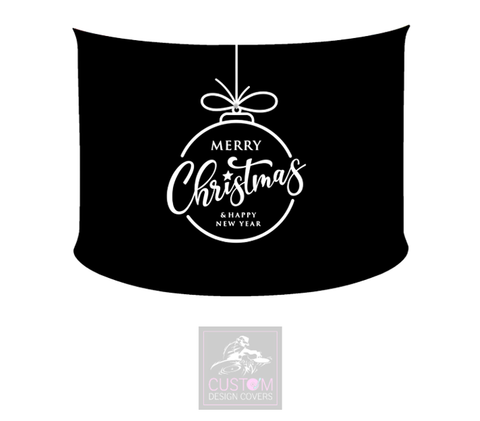 Merry Christmas *Black/White*  Lycra DJ Booth Cover *SINGLE SIDED*
