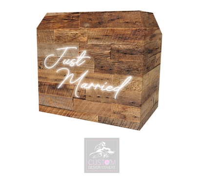Rustic Just Married Lycra DJ Booth Cover (PACKAGE BUNDLE)