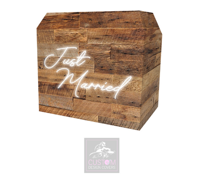 Rustic Just Married Lycra DJ Booth Cover