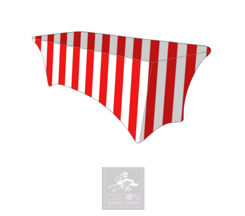 Red Stripe Lycra Table Cover