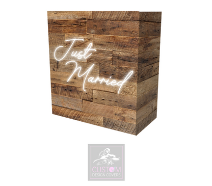 Rustic Just Married Lycra DJ Booth Cover 