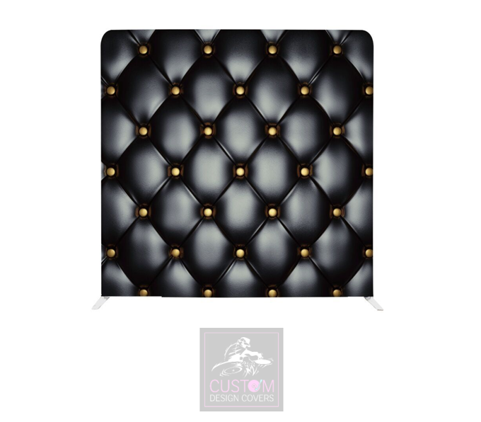 Black & Gold Chesterfield Lycra Pillowcase Backdrop Cover (DOUBLE SIDED)