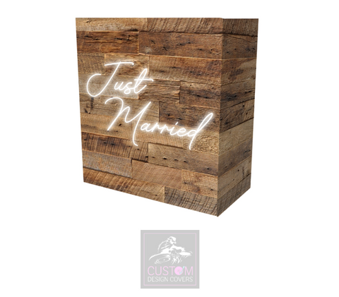 Rustic Just Married Lycra DJ Booth Cover