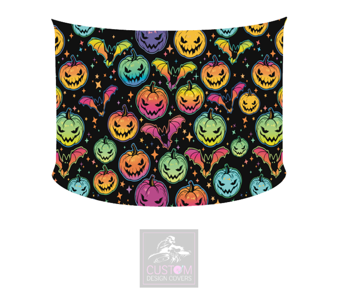 HALLOWEEN PUMPKIN AND BATS LYCRA DJ BOOTH COVER *SINGLE SIDED*