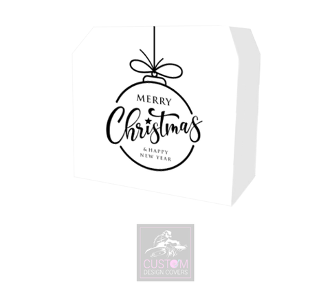 Merry Christmas  S&H Lycra DJ Booth Cover *WHITE/BLACK*