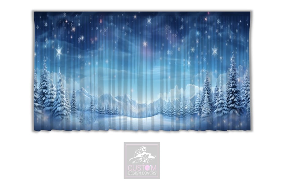 Blue Christmas Scene Backdrop Curtain