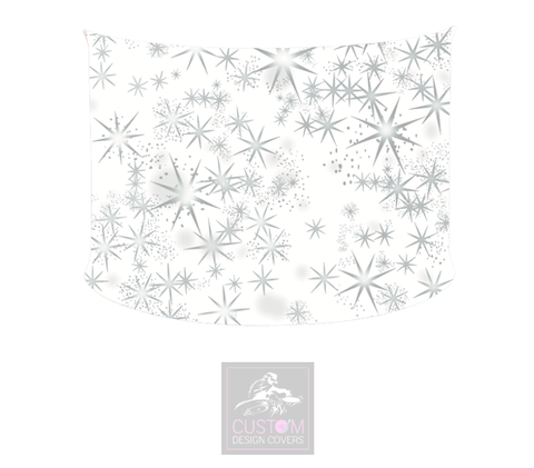 White Silver Stars Lycra DJ Booth Cover *SINGLE SIDED*