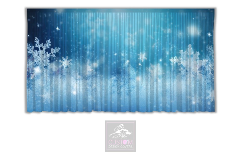 Snowflakes on Blue Backdrop Curtain