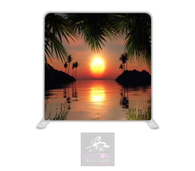 Palm Tree Sunset Lycra Pillowcase Backdrop Cover