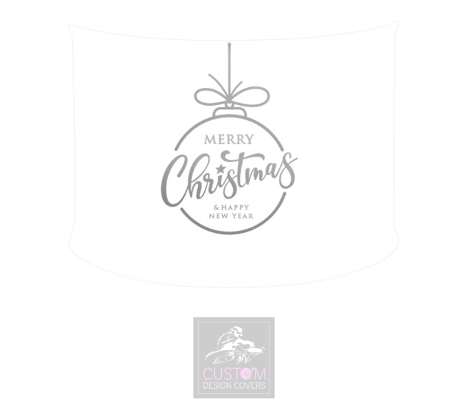 Merry Christmas GREY Lycra DJ Booth Cover *SINGLE SIDED*