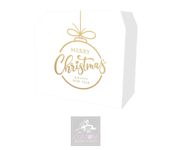 Merry Christmas Lycra DJ Booth Cover *WHITE/GOLD*