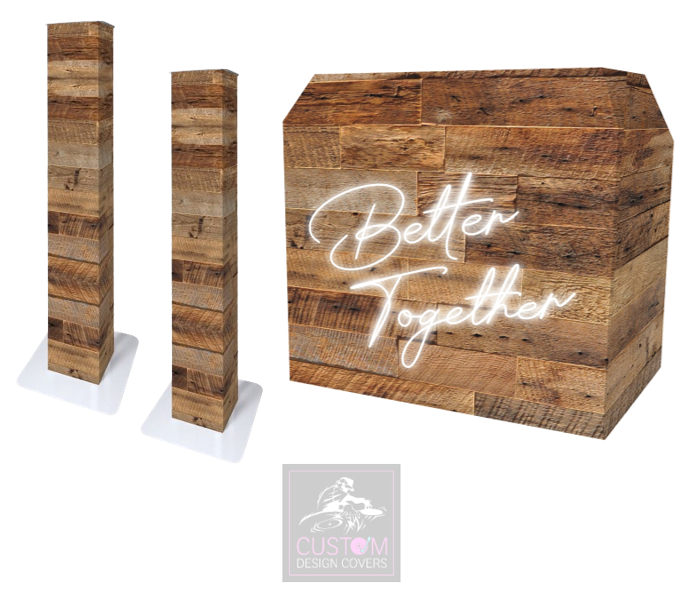 Rustic Better Together Lycra DJ Booth Cover (PACKAGE BUNDLE) - MKII 