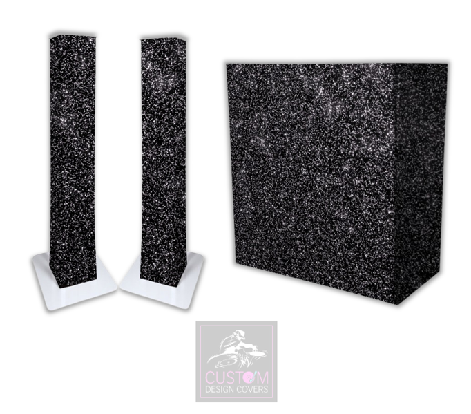 Black Glitter Effect Lycra DJ Booth Cover (PACKAGE BUNDLE) 