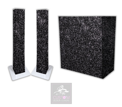 Black Glitter Effect Lycra DJ Booth Cover (PACKAGE BUNDLE) 