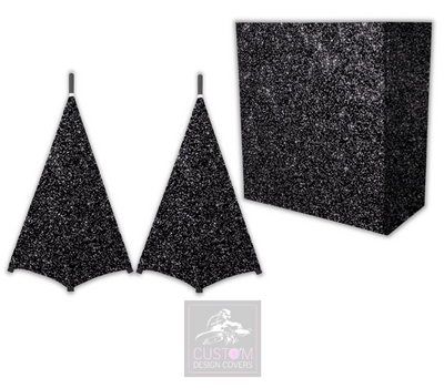 Black Glitter Effect Lycra DJ Booth Cover (PACKAGE BUNDLE) 