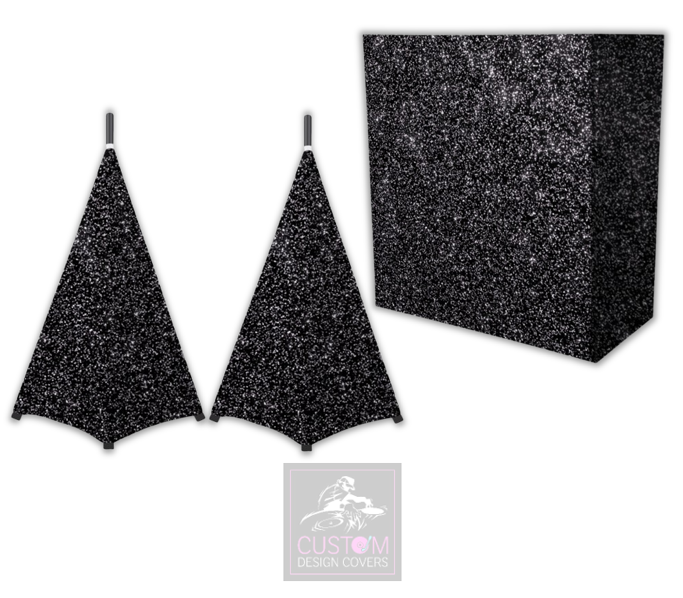 Black Glitter Effect Lycra DJ Booth Cover (PACKAGE BUNDLE) 
