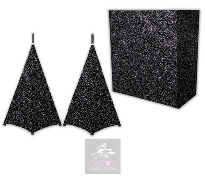 Black Glitter Effect Lycra DJ Booth Cover (PACKAGE BUNDLE) 