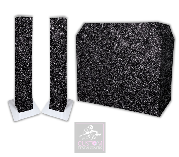 Black Glitter Effect Lycra DJ Booth Cover (PACKAGE BUNDLE) 