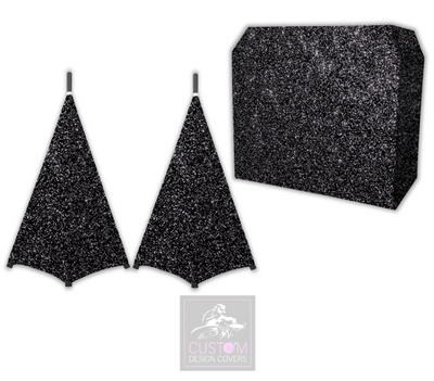 Black Glitter Effect Lycra DJ Booth Cover (PACKAGE BUNDLE) 