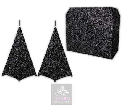 Black Glitter Effect Lycra DJ Booth Cover (PACKAGE BUNDLE) 