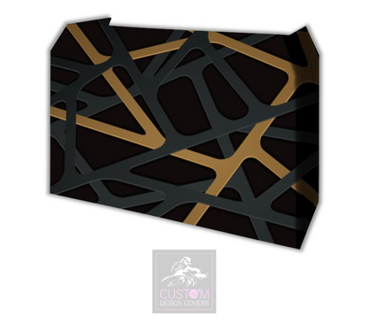 Black Gold Abstract Lycra DJ Booth Cover (PACKAGE BUNDLE)