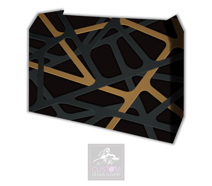 Black Gold Abstract Lycra DJ Booth Cover (PACKAGE BUNDLE)