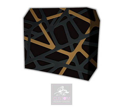 Black Gold Abstract Lycra DJ Booth Cover (PACKAGE BUNDLE)