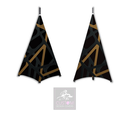 Black Gold Abstract Lycra DJ Booth Cover (PACKAGE BUNDLE)