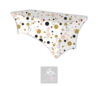 Black Gold White Spots Lycra Table Cover 