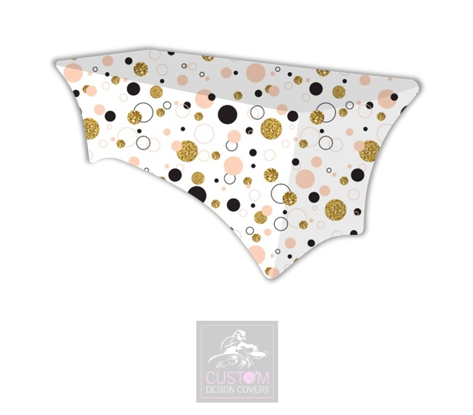 Black Gold White Spots Lycra Table Cover 