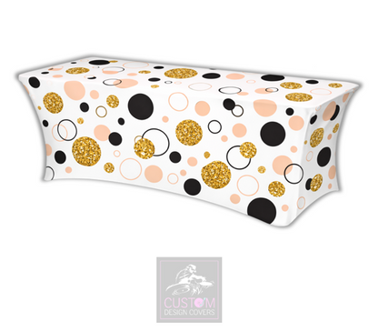 Black Gold White Spots Lycra Table Cover