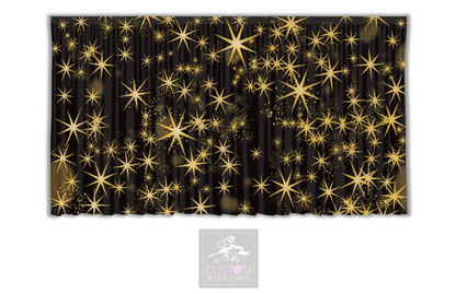 Gold Stars on Black Backdrop Curtain