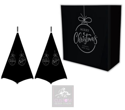 Black Merry Christmas *Grey*  Lycra DJ Booth Cover (PACKAGE BUNDLE)