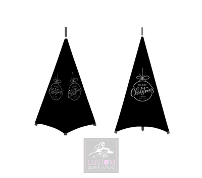 Three Sided Black Merry Christmas *Grey* Stand Lycra Covers  