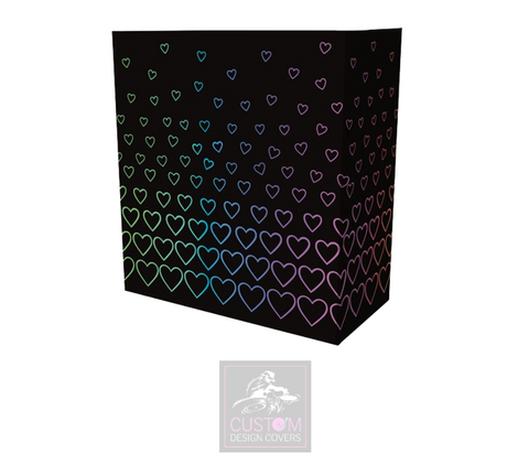 Black Rainbow Hearts Lycra DJ Booth Cover 