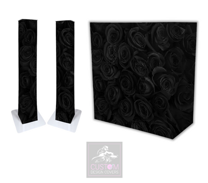 Black Roses Lycra DJ Booth Cover  (PACKAGE BUNDLE) 