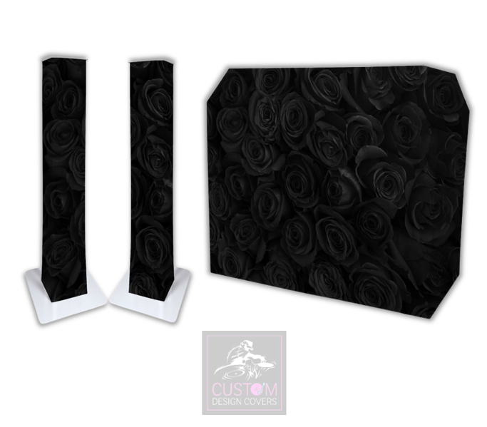 Black Roses Lycra DJ Booth Cover  (PACKAGE BUNDLE) 