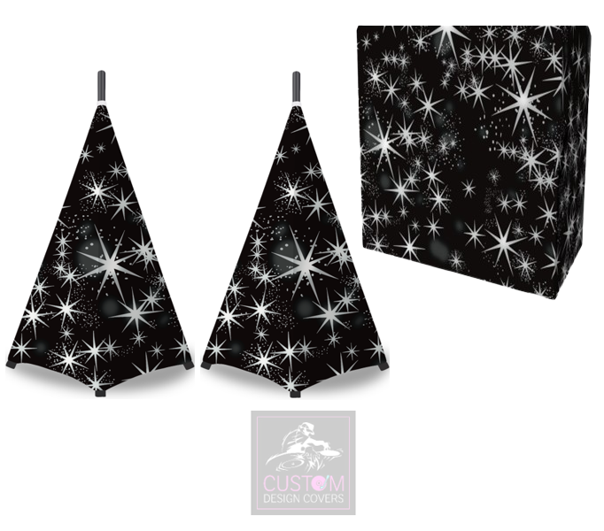 Black Silver Star Lycra DJ Booth Cover (PACKAGE BUNDLES) - TRUSS 