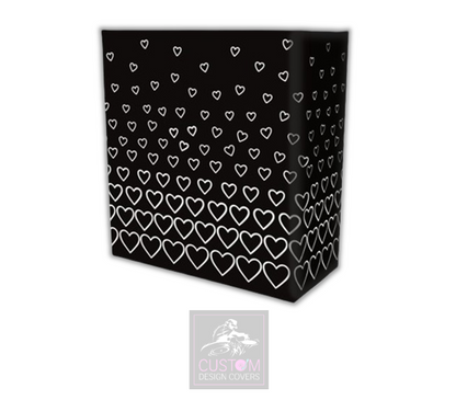 Black White Hearts Lycra DJ Booth Cover