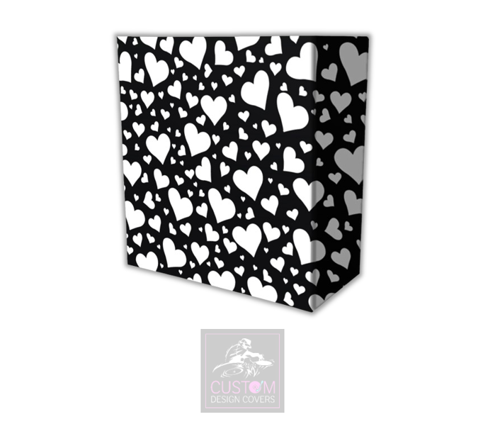 Black White Hearts Lycra DJ Booth Cover 