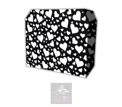 Black White Hearts Lycra DJ Booth Cover 